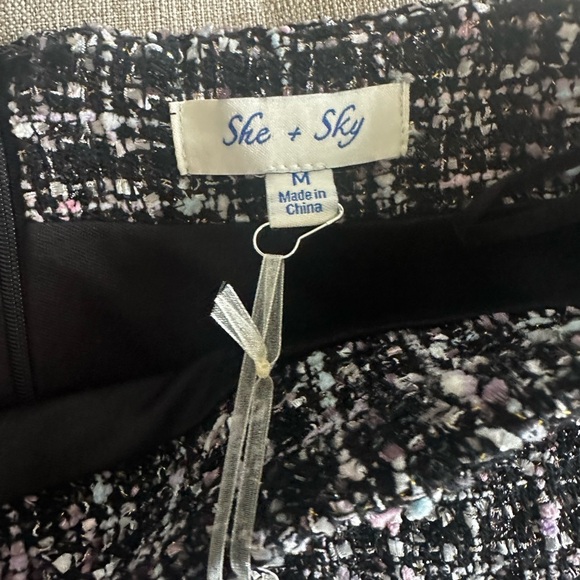 She + Sky Black and White Tweed Pencil Skirt - Picture 2 of 4